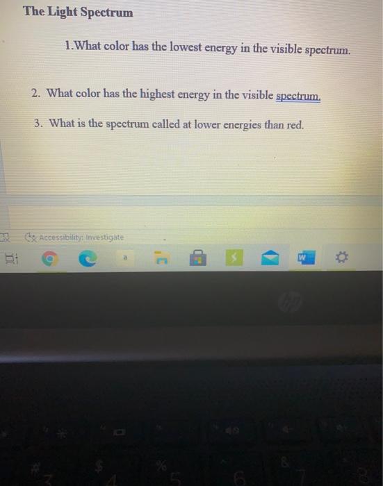 visible light spectrum highest to lowest energy
