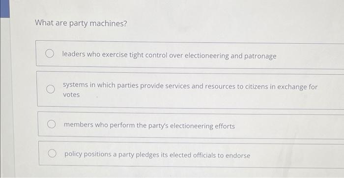 Solved What are party machines? leaders who exercise tight | Chegg.com
