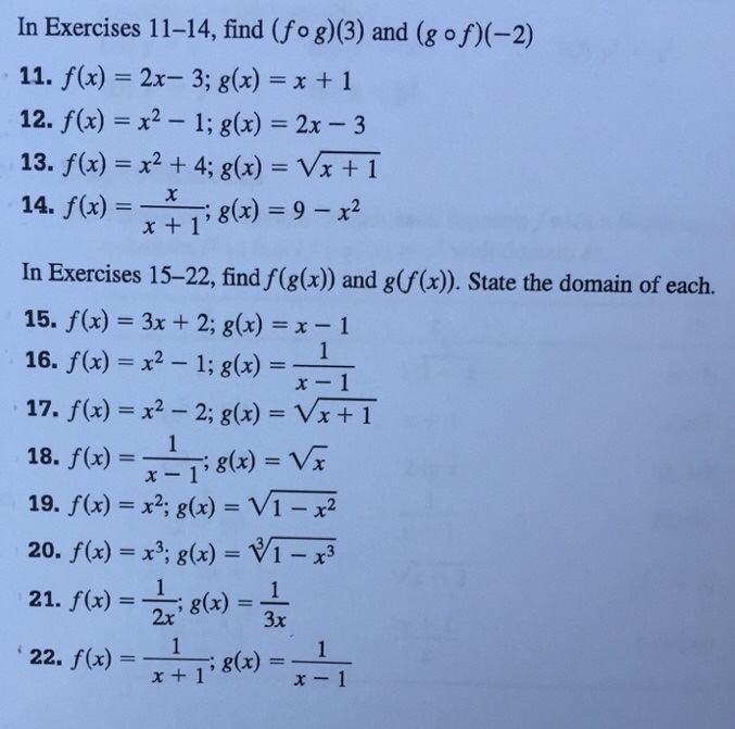 Solved In Exercises 11 14 Find Fog 3 And 8 Of 2 11 Chegg Com