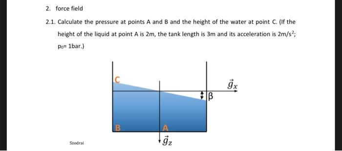 Solved 2.1. Calculate the pressure at points A and B and the | Chegg.com