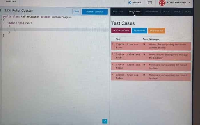 Solved 34 38 x Roller Coaster Codes X Connect To Do Chegg