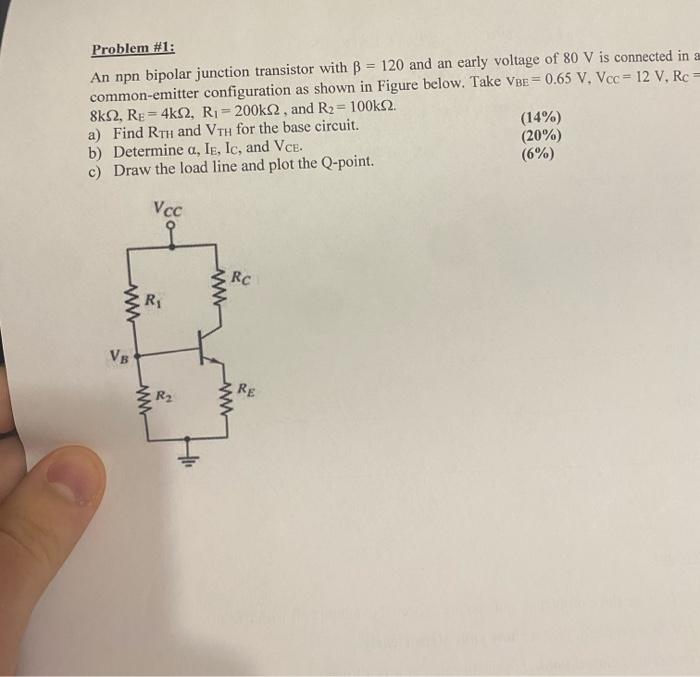 Solved Problem #1: An npn bipolar junction transistor with B | Chegg.com