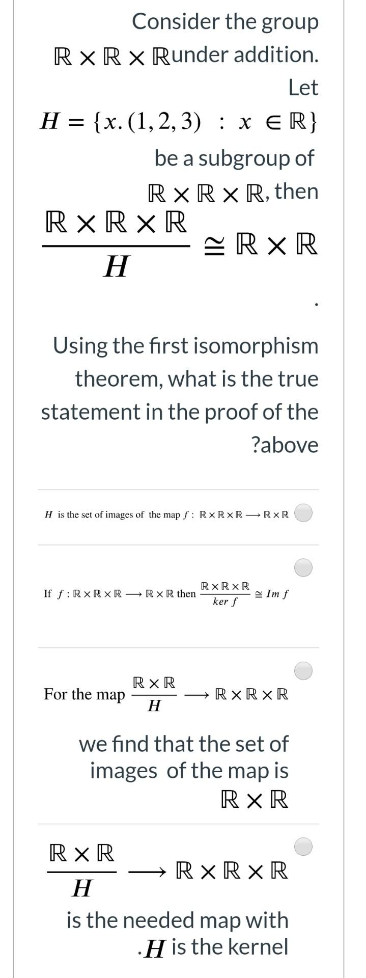 Solved Consider The Group R Xr X Runder Addition Let H Chegg Com