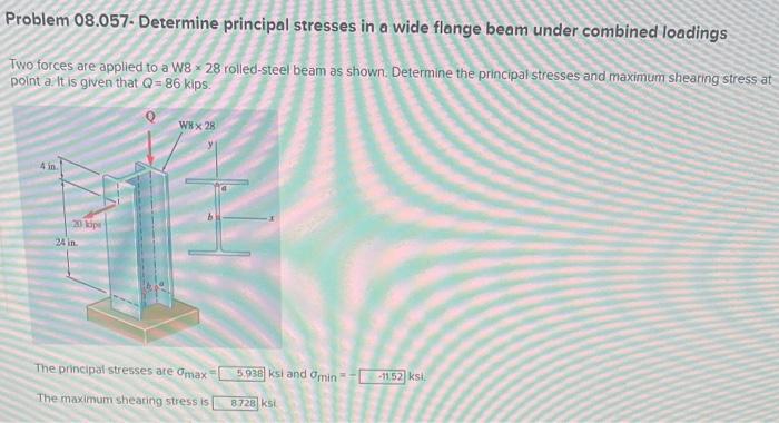 Solved Problem 08.057. Determine principal stresses in a | Chegg.com