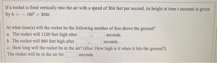 If a rocket is fired vertically into the air with a | Chegg.com