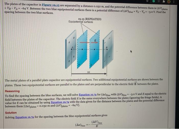 Solved The plates of the capacitor in Figure 19.15 are | Chegg.com