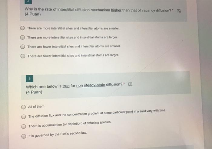 Solved Why is the rate of interstitial diffusion mechanism | Chegg.com