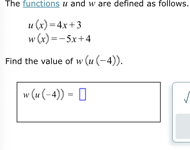 Solved The functions u ﻿and w ﻿are defined as | Chegg.com
