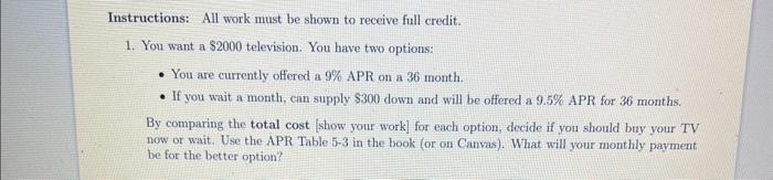 Solved Instructions: All work must be shown to receive full | Chegg.com