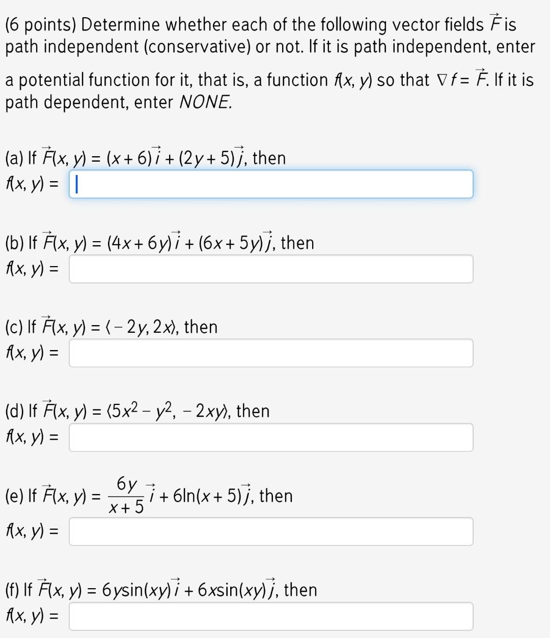 Solved (6 Points) Determine Whether Each Of The Following | Chegg.com