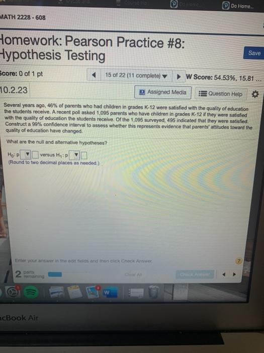 Solved Pie Do Home MATH 2228 - 608 Homework: Pearson | Chegg.com