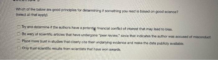 Which Of The Below Are Good Principles For Chegg Com