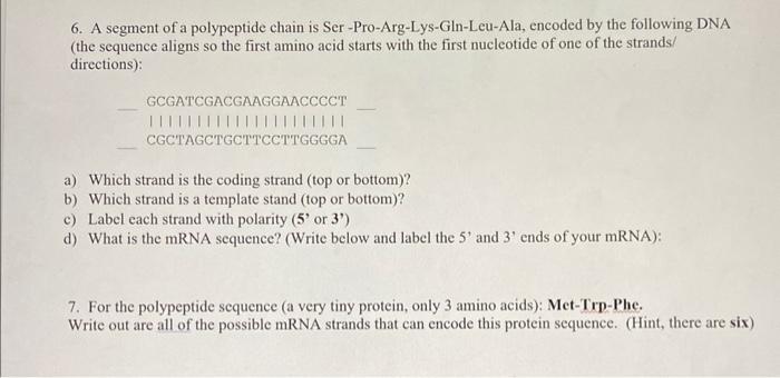 Solved 6. A Segment Of A Polypeptide Chain Is | Chegg.com