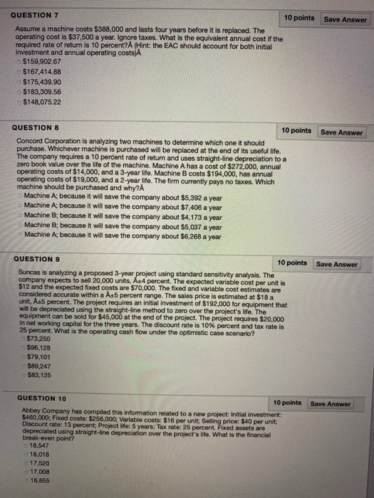 Solved Save Answer QUESTION 7 10 points Assume a machine | Chegg.com
