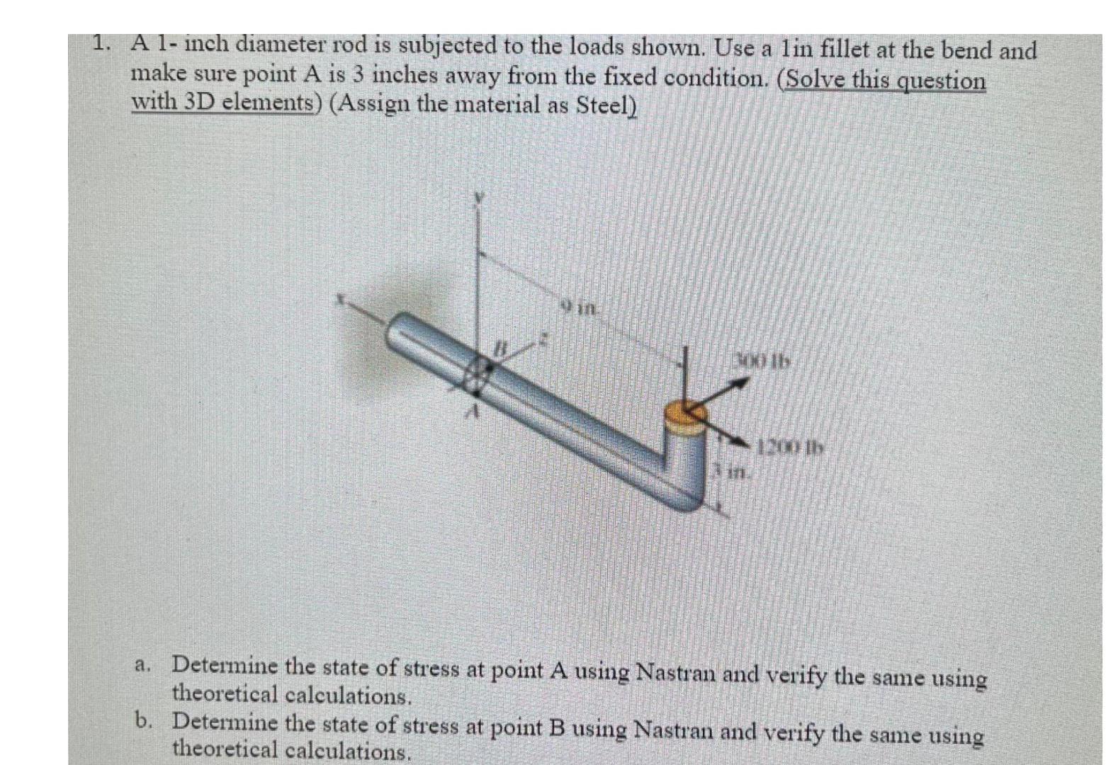 Solved 1. A 1-inch Diameter Rod Is Subjected To The Loads | Chegg.com