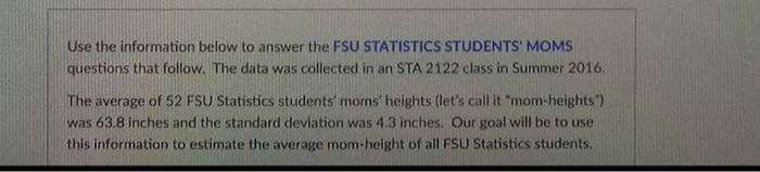 Solved Use the information below to answer the FSU | Chegg.com
