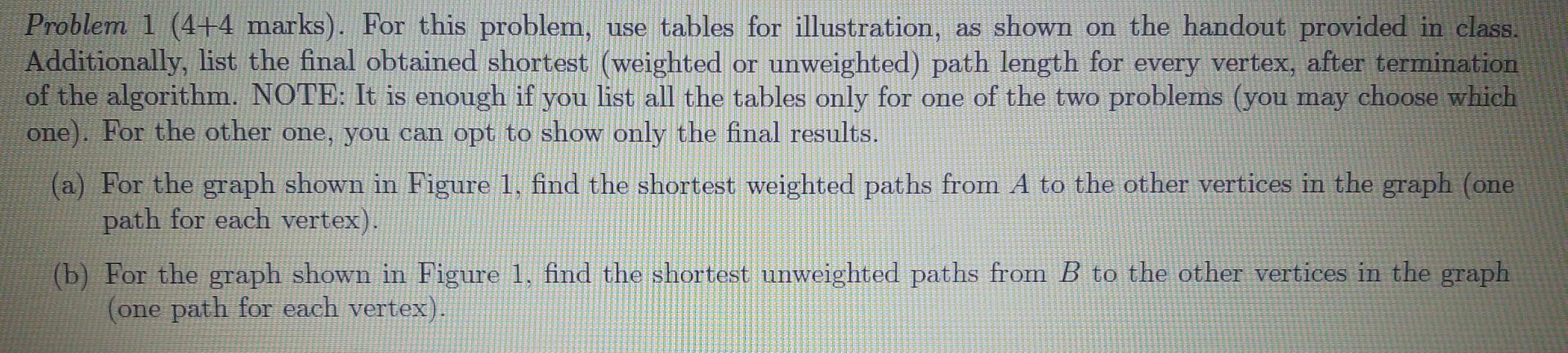 Solved Problem 1(4+4 marks). For this problem, use tables | Chegg.com
