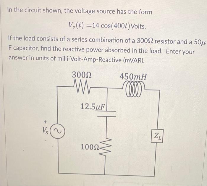 Solved In the circuit shown, the voltage source has the form | Chegg.com