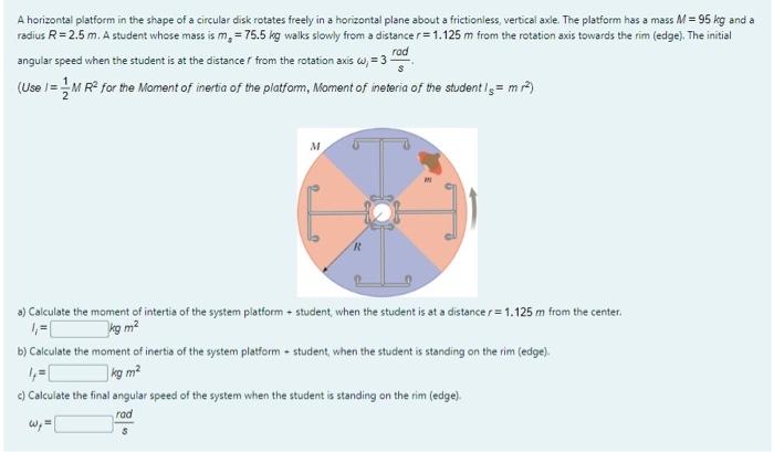 Solved A horizontal platform in the shape of a circular disk | Chegg.com