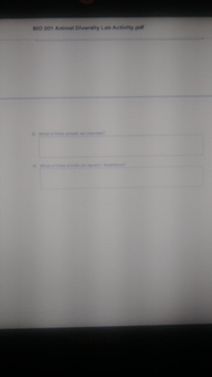 Solved BIO 201 Animal Diversity Lab Activity.pdf 810-201 | Chegg.com