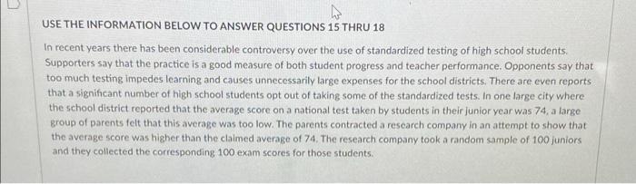 Solved USE THE INFORMATION BELOW TO ANSWER QUESTIONS 15 THRU | Chegg.com