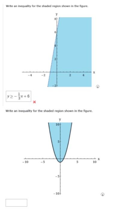 Solved Write an inequaliky for the shaded region shown in | Chegg.com