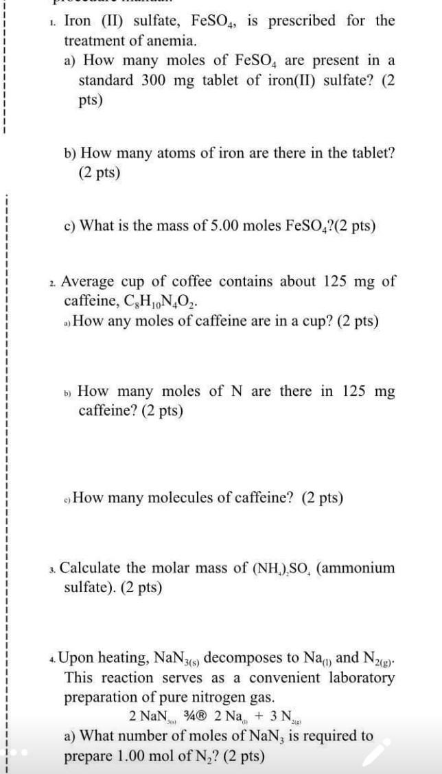 solved-1-iron-ii-sulfate-feso4-is-prescribed-for-the-chegg