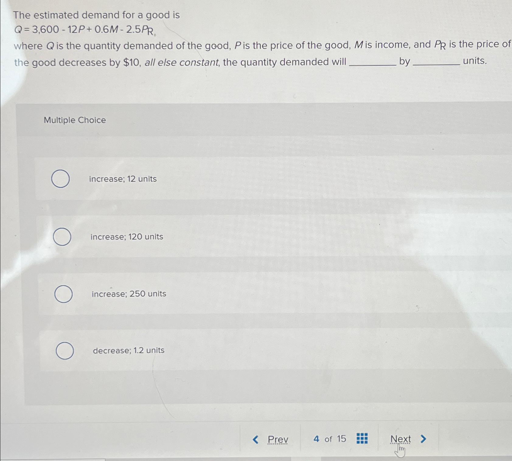 Solved The estimated demand for a good | Chegg.com
