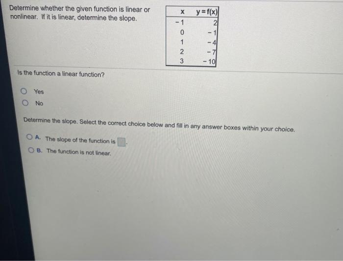 Solved Determine whether the given function is linear or | Chegg.com