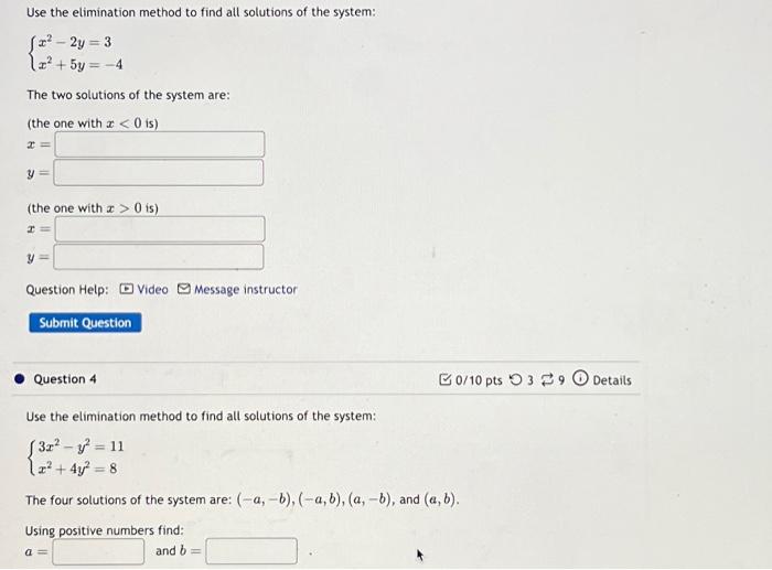 Solved Use The Elimination Method To Find All Solutions Of | Chegg.com