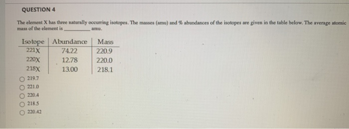 Solved Question 3 The Element X Has Three Naturally Chegg Com
