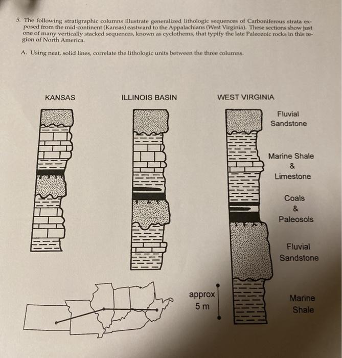 Solved 5. The following stratigraphic columns illustrate | Chegg.com
