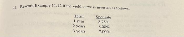 Solved 24. Rework Example 11.12 if the yield curve is | Chegg.com