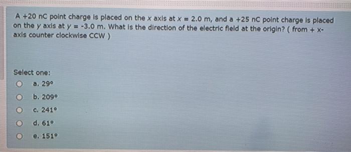 Solved A +20 nC point charge is placed on the x axis at x = | Chegg.com
