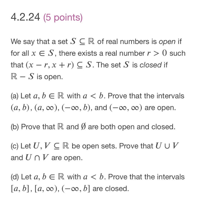 4 2 24 5 Points We Say That A Set Scr Of Real Chegg Com