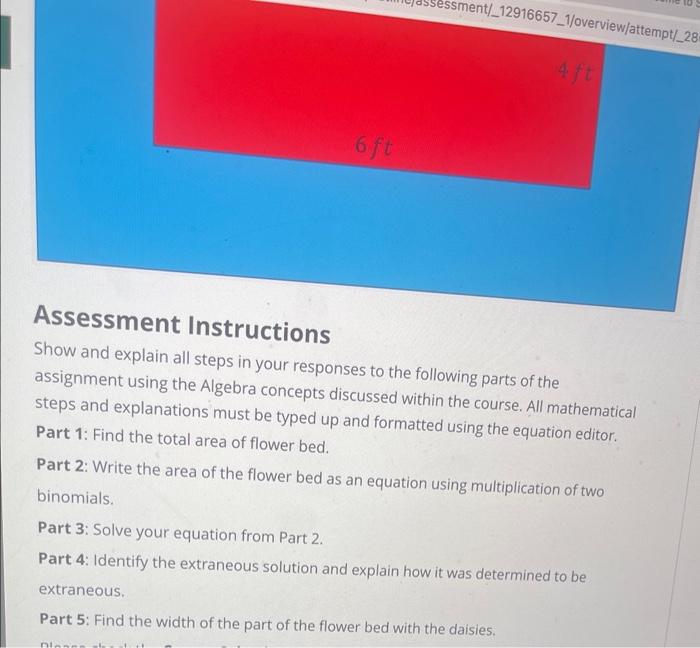 Assessment Instructions Show and explain all steps in