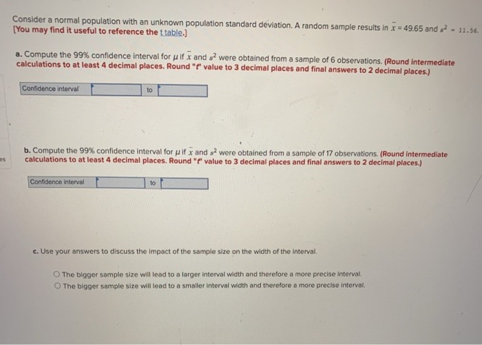 Solved Consider a normal population with an unknown | Chegg.com
