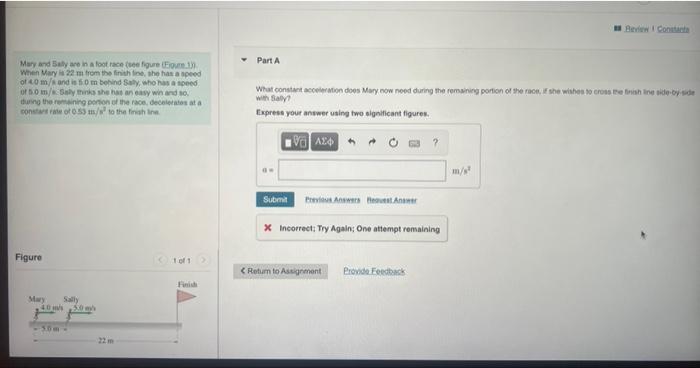 [Solved]: Mary and Sally are in a foot race (see figure (Eg