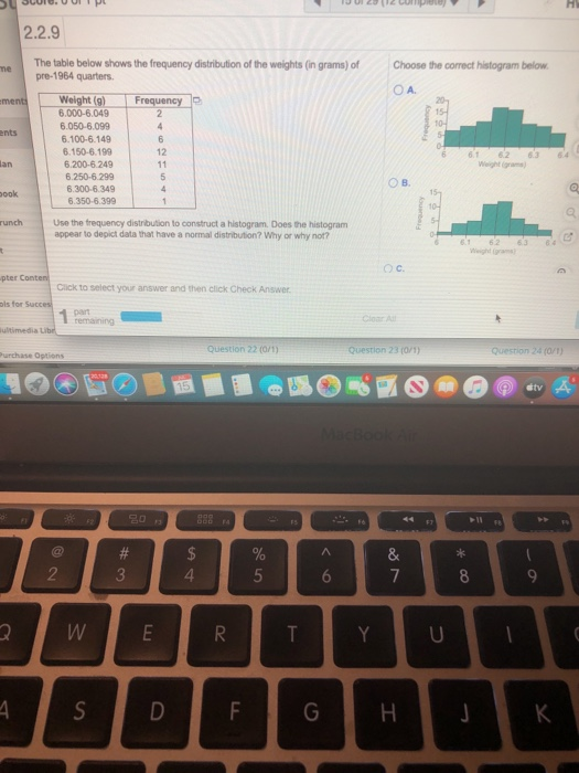 Solved 2.2.9 ne The table below shows the frequency | Chegg.com