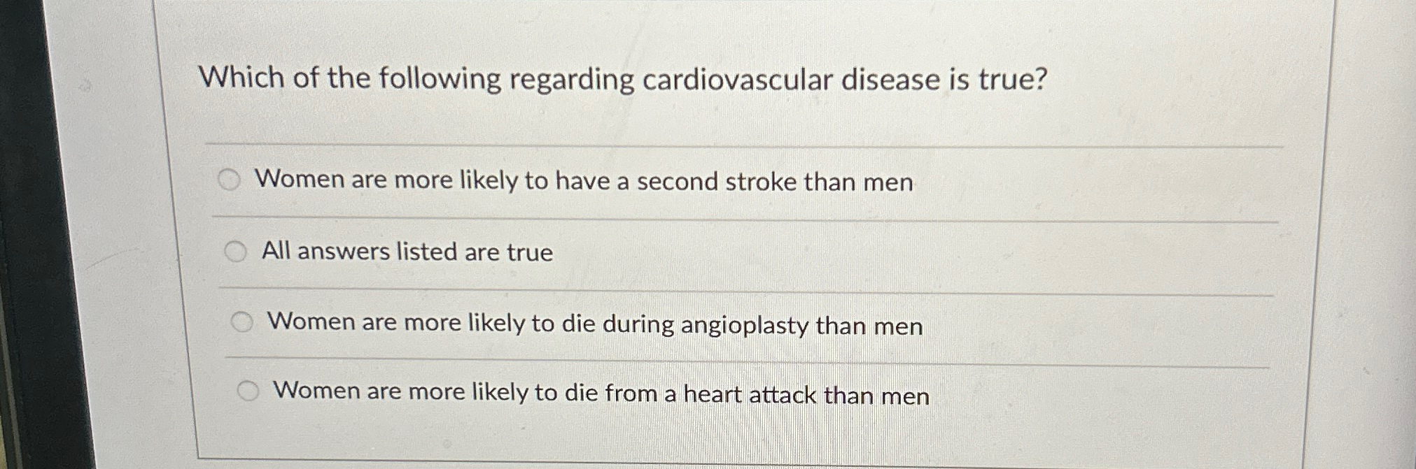 Solved Which of the following regarding cardiovascular | Chegg.com