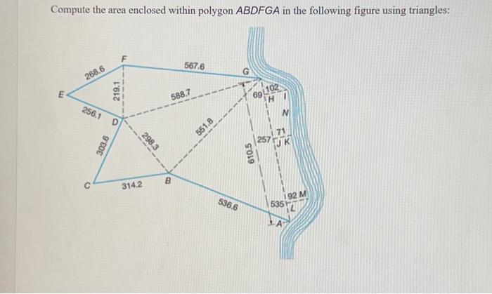Solved Compute the area enclosed within polygon ABDFGA in | Chegg.com