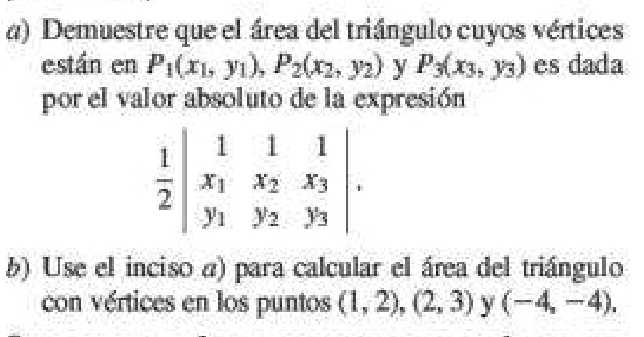 Solved a) ﻿Demuestre que el área del triángulo cuyos | Chegg.com