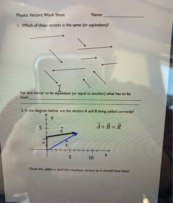 Solved Physics Vectors Work Sheet Name: 1. Which Of These | Chegg.com