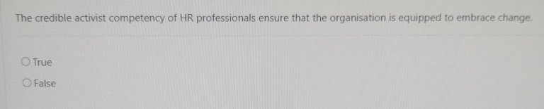 Solved The credible activist competency of HR professionals | Chegg.com