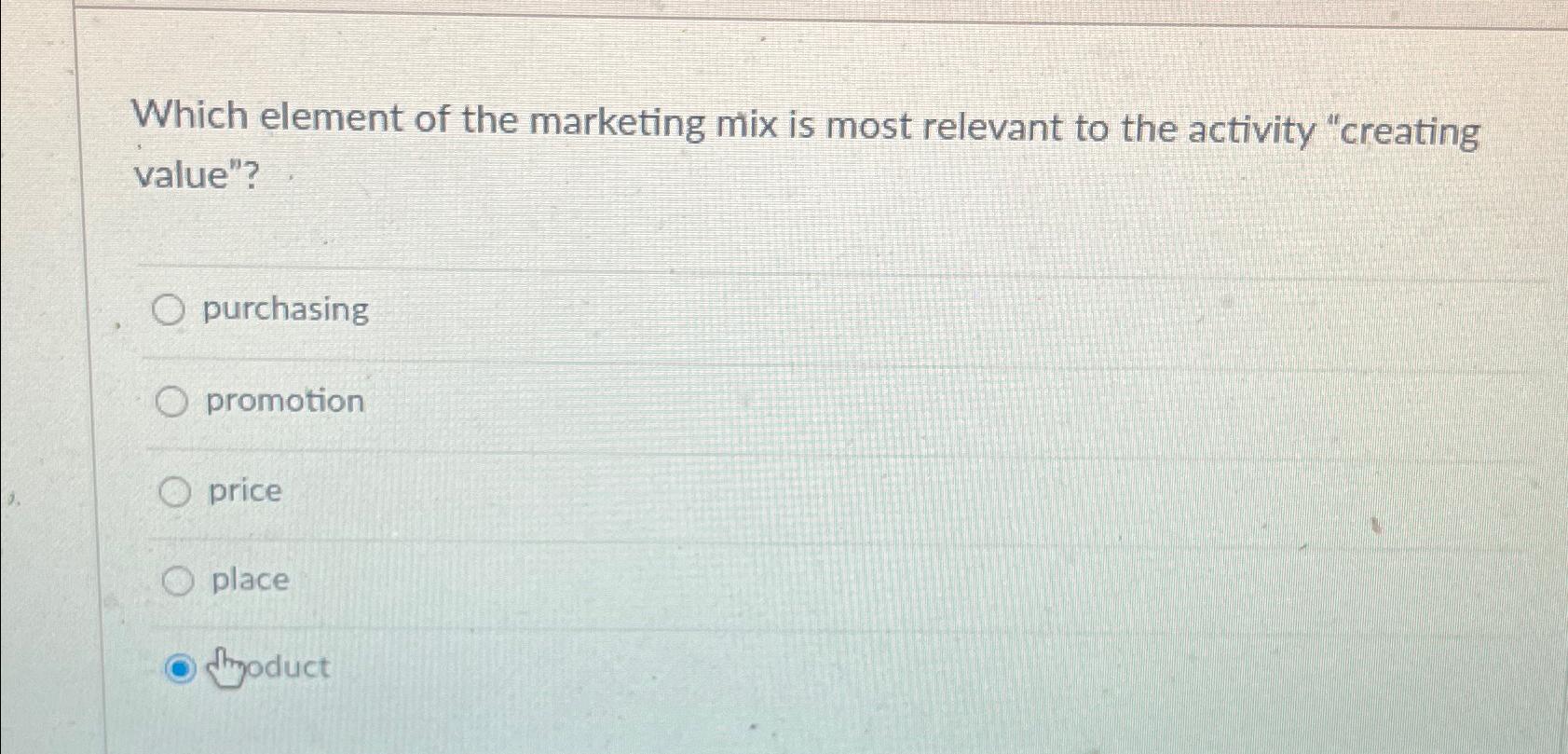 Solved Which element of the marketing mix is most relevant | Chegg.com