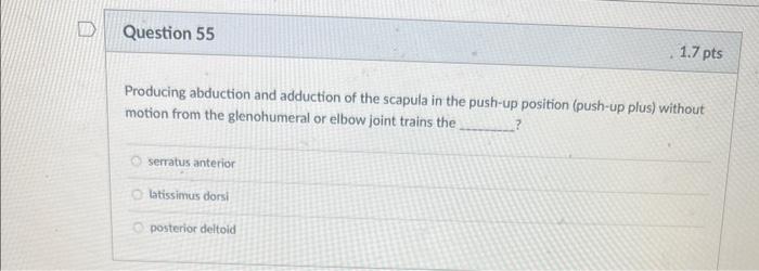 Solved Producing abduction and adduction of the scapula in | Chegg.com