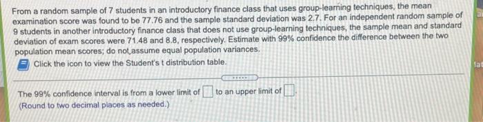 Solved From a random sample of 7 students in an introductory | Chegg.com