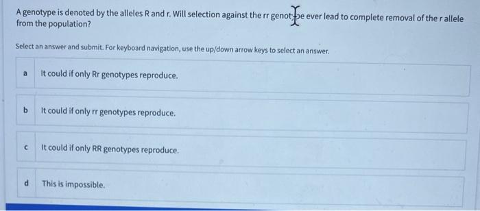 Solved A genotype is denoted by the alleles R and r. Will | Chegg.com