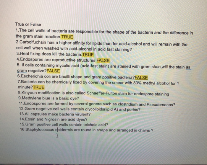 In Regards To Bacteria Which Is False