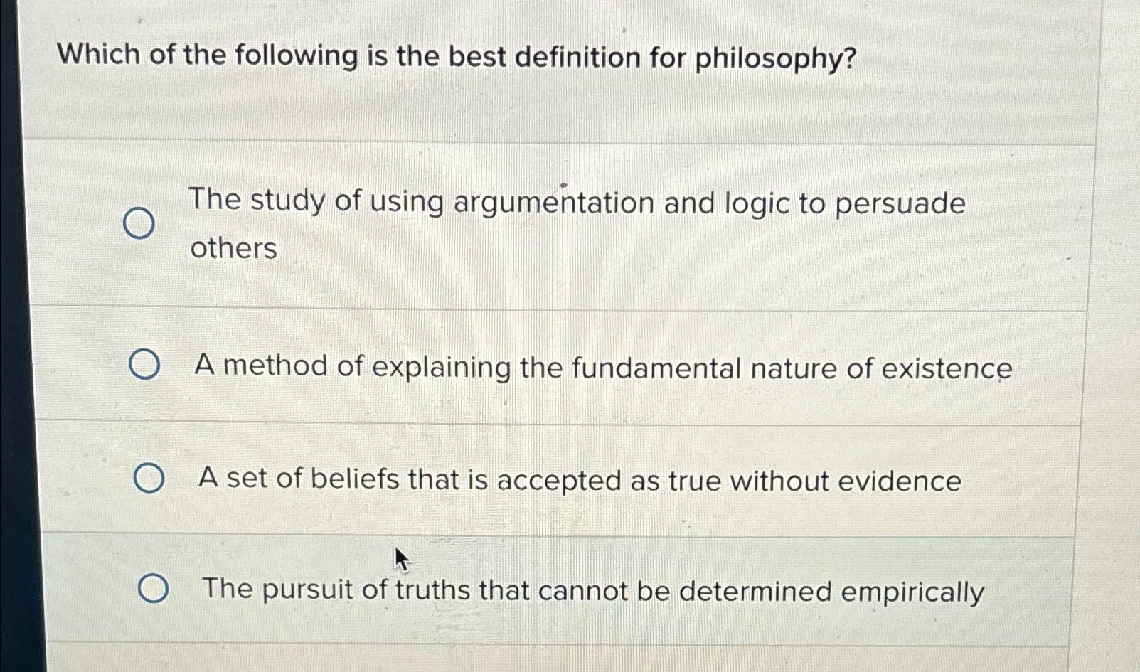 Solved Which of the following is the best definition for | Chegg.com